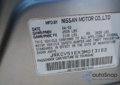 2003 Infiniti G35 Luxury z USA, uszkodzony, nr VIN JNKCV51EX3M013162